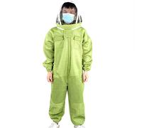 Qcwwy Traje de Abeja Traje Protector de Apicultura de una Pieza con Sombrero Extraíble Velo Ignífugo Puños Elásticos Cintura Múltiples Bolsillos para Apicultores