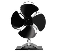 Qcwwy Ventilador de Estufa de Leña de 4 Aspas, Ventilador de Flujo de Aire con Aspas de Chimenea de Aleación de Aluminio Alimentado por Calor con Termómetro Magnético Adecuado para