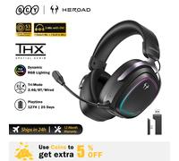 QCY Audífonos Gamer Heroad GT2 THX Spatial Audio+ 7.1.4 Tri-Mode RGB 3 Micrófonos con ENC Cascos Gaming Over Ear para PC PS4 PS5 Pink