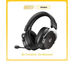 QCY Audífonos Gamer Inalámbricos Heroad VT200 con Micrófono Desmontable, Over-Ear, Conexión Tri-Mode, Sonido Surround 7.1 para PC, PS4 y PS5 BLACK