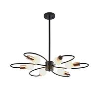 Qcyuui Lámpara de araña Sputnik de 6 luces, lámpara de techo moderna, lámpara colgante de metal de 60 vatios, candelabro de altura ajustable para cocina, comedor, sala de estar, dormitorio, negro
