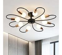 Qcyuui Lámpara de techo de 8 luces, moderna Lámpara de araña Sputnik de metal industrial, accesorio de iluminación colgante vintage para cocina, comedor, sala de estar, dormitorio (negro y dorado)