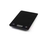 QDESIGN Báscula de cocina eléctrica de vidrio templado con carcasa ABS, digital, con función de roble, pantalla LCD, capacidad de 5 kg, color negro