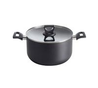 QDESIGN BLACK+ - Olla de aluminio ultra antiadherente antiarañazos sin PFOA con tapa de cristal, para todo tipo de fuegos, incluida inducción, compatible con horno, lavavajillas y nevera, color negro