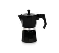 Qdesign Cafetera expreso de aluminio - 6 tazas 300 ml - Clásica cafetera italiana para cocina de gas y eléctrica, duradera y elegante/negra