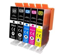 QdLmvpSDo Cartucho de Tinta Compatible 525 526XL para PGI-525 CLI-526 XL Adecuado para impresoras IP4850 IP4950 MG5150 MG5250 MG6150 MG8150 MG5350(5Pcs (1set))