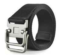 QDLTGBD CinturóN Hombre De Lona con Doble Hebilla para Hombre, Mono Estudiante, Juvenil, Versión Coreana, Vaquero -negro-115 Cm