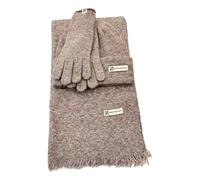 QDLTGBD Set Gorro Bufanda Guantes De Tres Piezas Lana para Mujeres Otoño E Invierno Todo El Partido Grueso Espeso Tibia Sólida Cuello-Conjunto Borla (Caqui)