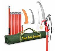 Qdreclod Sierra de Poda Telescópica 9M, Kit de Pértiga Extensible con Tijera y Sierra de Mano para Jardinería - Herramienta Profesional para Podar Árboles Altos y Palmeras con Hoja de Acero Manganeso