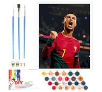 QDUODUO Juego de pintura de fútbol por números para adultos, junior y niños, principiantes, CR7, juego de pintura de fútbol con pinceles de lienzo, pigmentos acrílicos, 40 x 50 cm, kit de manualidades