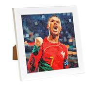 QDUODUO Pintura de diamantes de fútbol con marco para niños a partir de 6 años y adultos principiantes, CR7 fútbol 5D pintura de diamantes imágenes, 20 x 20 cm, pequeño kit de fabricación de mosaico