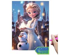 QDUODUO Pintura de Diamantes para Niños y Adultos Principiantes, Princesa Elsa de Frozen 5D, Imágenes de Pintura de Diamantes, Diamante Grande de 30x40cm, Kit DIY de Creación de Mosaicos para Niñas a