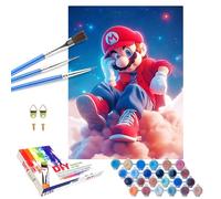 QDUODUO Pintura por números, adultos y niños, 40 x 50 cm, dibujos animados grandes, Super Bros Paint by Numbers, con pinceles de lienzo, pigmento acrílico, kit de pintura pintada a mano para niños y