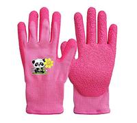 QEAR Safety Guantes de jardinería para niños de 3 a 6 años, palma de goma para una resistencia al agua y a la suciedad (3-6years, Pink)