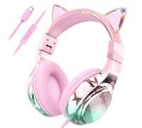 QearFun Auriculares infantiles con orejas de gato, USC C 85dBA