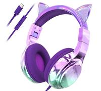QearFun Auriculares infantiles con orejas de gato, USC C 85dBA