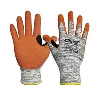 QEARSAFETY 1 par de corte de nivel 5 HPPE/fibra de vidrio de punto forro de punto, guantes de seguridad de trabajo recubiertos de caucho de nitrilo de color naranja de palma de seguridad(8/M)