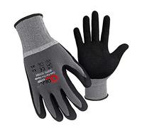 QEARSAFETY - 3 pares de guantes de trabajo (microfibra y nitrilo), Large/9, gris