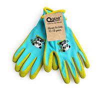 QEARSAFETY Guantes de jardinería para niños de 3 a 6 años y 7 a 9 años, palma de goma para resistencia al agua y a la suciedad (10 a 13 años Old, Blue/Apple Green)