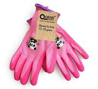 QEARSAFETY Guantes de jardinería para niños de 4 a 7 años y 8 a 10 años de edad Palma de goma para resistencia al agua y a la suciedad (10-13 years old, Pink)
