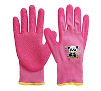 QEARSAFETY Guantes de jardinería para niños de 7 a 9 años, palma de goma para resistencia al agua y a la suciedad, rosa