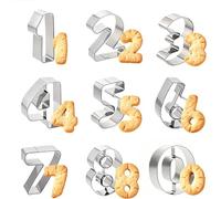 QEAS 9 Piezas Moldes Galletas Número, Cortador de Galletas 0-9 Acero Inoxidable, Galletas Números, Cortadores de Galletas Numero, para Cookies, Baking, Cake Decorating, Fondant