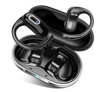 Qecnato Auriculares Oreja Abierta Bluetooth 5.4, Auriculares Inalámbricos Deportivos supraaurales con Ganchos, Ajuste Seguro y Ultra Cómodo, IPX7 Impermeable para Fitness Correr, Negro Intenso