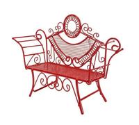 Qectial Asiento Miniatura Exterior Banco Silla Taburete Mueble de Muñecas en Hierro con Diseño Clásico Doble y Trabajo Peso Ligero 42g Adecuado para Escenas, Rojo