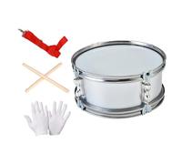 Qectial Caja de 11 Pulgadas de Diámetro para Principiantes, Instrumento Musical de Batería con Baquetas, Correa de Hombro Y Guantes de Acero Inoxidable, Blanco