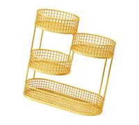 Qectial Canasta de Frutas Bandeja Portaverduras Cesta de Hierro Centro de Mesa Organizador Transpirable Adecuada para Cocina Sala Regalo Oficina Hogar, Oro, Individual