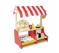 Qectial Cocina de Juguete para Niños Hamburguesas Mostrador Alimentos Madera Organización Simulación Compras Adecuada para Actividades Preescolares Habitación Infantil 52cm