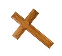 Qectial Cruz de Jesús de Madera Hecha a Mano, Doble Cara, para Exhibición, Regalo, Oración Cristiana Católica