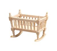 Qectial Cuna Miniatura para Casa de Muñecas en Escala 1 12 Madera sin Pintar Cama Balancín Accesorio Creativo Adecuado para Decoración de Hogar Infantil