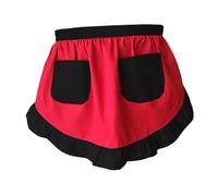 Qectial Delantal Elegante de Camarero con 2 Bolsillos, Delantal de Cocina Lavable, Delantal Corto de Media Altura para Restaurante, Rojo Negro, tal como se describe