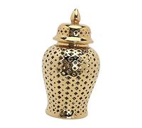 Qectial Jarra de Jengibre de Cerámica Hueca Esmaltada Florero Ornamental con Diseño Chino Adorno Artesanal Universal para Colección y Decoración Adecuada