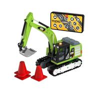 Qectial Mini Excavadora Teledirigida Vehículo de Construcción RC Coche de Juguete Modelo a Escala Rotación de y Regulación de Velocidad Aleación y Gruesas, Verde