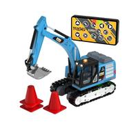 Qectial Mini Excavadora Teledirigida Vehículo de Construcción RC Coche de Juguete Modelo a Escala Rotación de y Regulación de Velocidad Aleación y Gruesas, Azul