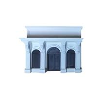 Qectial Miniatura Europea con Modelo de Edificio Escenario de Arco Frente de Casa PLA Plástico Cornisa Saliente y Columnas Decorativas Base Estable Adecuada
