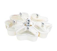 Qectial Plato Giratorio para Frutas Secas, Frutero Estilo Nórdico Elegante para, Caramelos Y Snacks, Lazo Transparente, Blanco, Individual