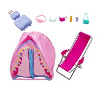 Qectial Set de Camping para Muñecas de 9 Piezas con Tienda de Campaña, Silla Y Accesorios de Playa, Kit de Juego de Miniatura, Material PP Par, 9 Uds.