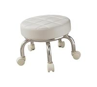 Qectial Taburete Giratorio de 360° con Ruedas, Ideal para Tareas Domésticas, Sala de Estar, Oficina O para Trabajar Cómodamente. Color Gris, Blanco, Individual