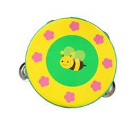 Qectial Tambor Infantil Tambor de Mano Percusión de Madera Tambor de Campana Manual Instrumento Musical Adecuado para Enseñar Expresión Musical y, Abeja, 15cm