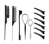 QEDBOJE 11 piezas Cepillo De Cerdas, Peine De Cola De Rata, Cepillo Y Peine Para El Pelo De Bebé Y Pelo Suelto, Antistático, Grosero (Negro)