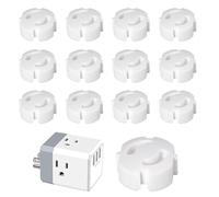 QEDBOJE 12 piezas Protector Enchufes sin Pegar, para bebés y niños, apto para enchufes SchuKo de tipo F, Kit Seguridad Bebe, Cubre Enchufes protege enchufes protección de enchufes protectores bebes