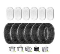 QEDBOJE 12PCS de Repuesto para Fuente de Agua para Gatos y Perros, 6 de Carbón y 6 de Espuma, con Carbón Activo para Triple Filtración, Compatible con Fuentes de 2L/3,2L/4L, Fuente Gatos Catit