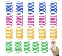 QEDBOJE 20 Piezas Juguete para Gatos en Espiral, Juguete de Resorte Plegable de Plástico, Juguete Colorido de Muelles en Espiral para Mascotas (Colorido)