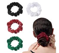 QEDBOJE 4 piezas Coleteros de Satén, Coleteros Seda para Pelo de Mujer, Suave y Elástico, Lazos Chica, Gomas Elástica para Cabello (Grande) (4 colores - Burdeos, Verde, Blanco, Negro)