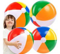 QEDBOJE 4 Piezas Pelota de Playa Inflable Gigante, Pelotas Hinchables de Colores Arcoíris, para Piscina y Playa, Ideal para Fiestas de Verano y Regalos (Colores arcoíris)
