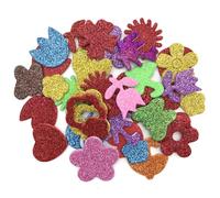 QEDBOJE 70 unidades Pegatinas de goma EVA, espuma brillante, purpurina, adhesiva, 4 diseños: estrellas, corazones, mariposas, flores, infantiles, stickers scrapbooking, para niños (Multicolor)