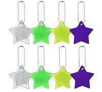 QEDBOJE 8pcs pendentifs réflecteurs de sécurité porte-clés en forme d'étoile pour siège de poupée sac à dos sac à main vestesfauteuil roulant marche course petit cadeau 4 couleurs